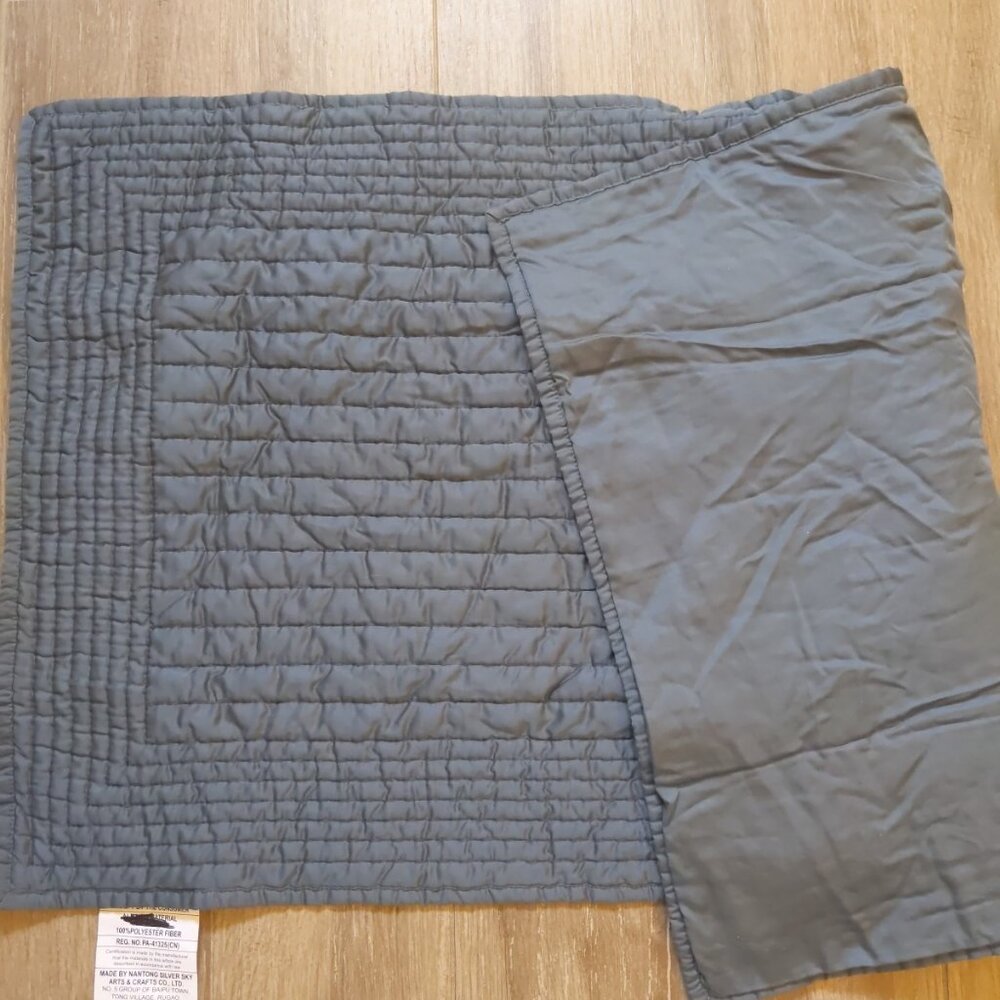 West Elm Silky TENCEL Pick Stitch Quilt King Sham Dark Blue